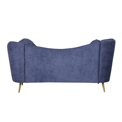 Elegant Blue Curved Sofa - On Wood Products