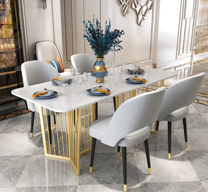 Luxury Marble Dining Table Marble Top Dining Table Set Simple Gold Legs Cafe Marble Dining Table Set 6 Seater - On Wood Products