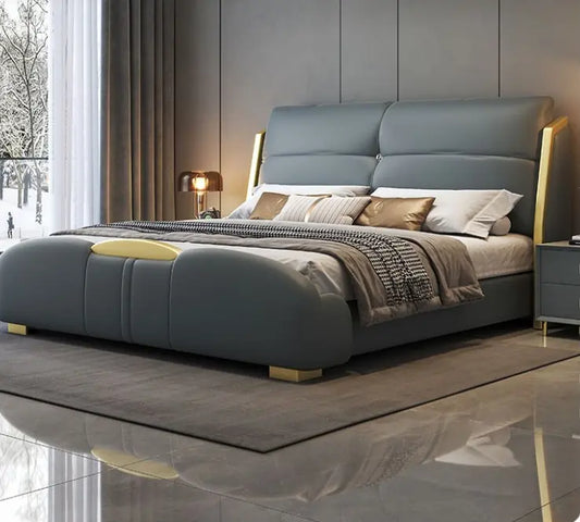 Ruby Luxury Upholstery Bed in Metal Frame - On Wood Products