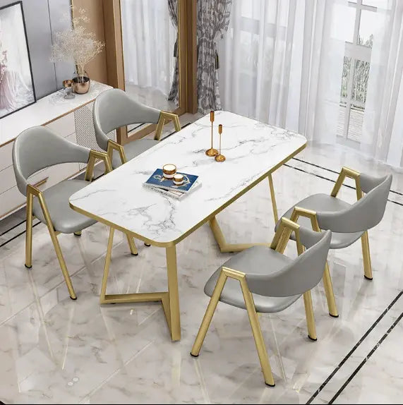 7D Style Dining Set Four Seater With Marble Top - On Wood Products