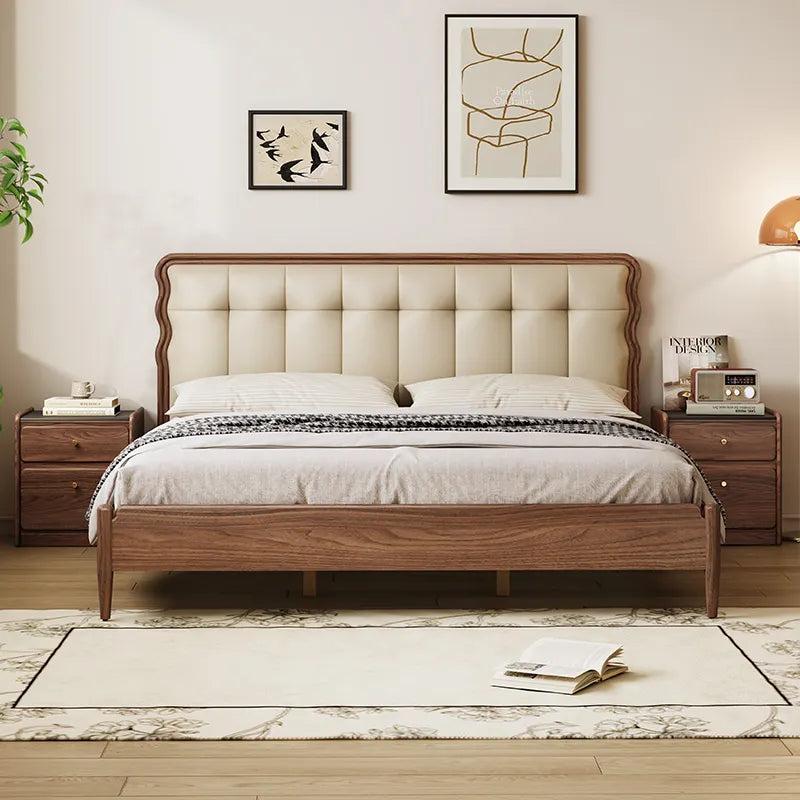 Curve Shape Solid Wooden Bed - On Wood Products