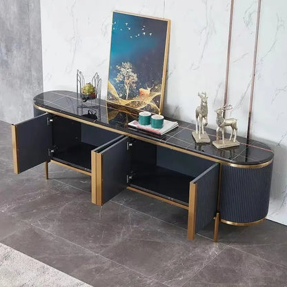 High Rack TV Cabinet Marble TV Stand - On Wood Products