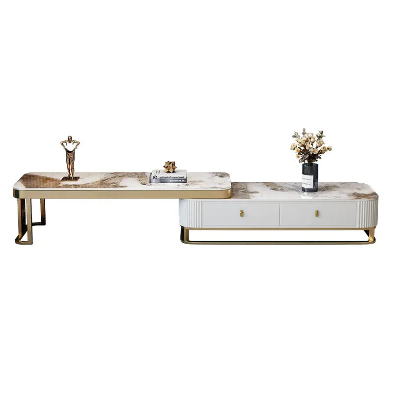 TV Stand Light Luxury Faux Marble Top - On Wood Products