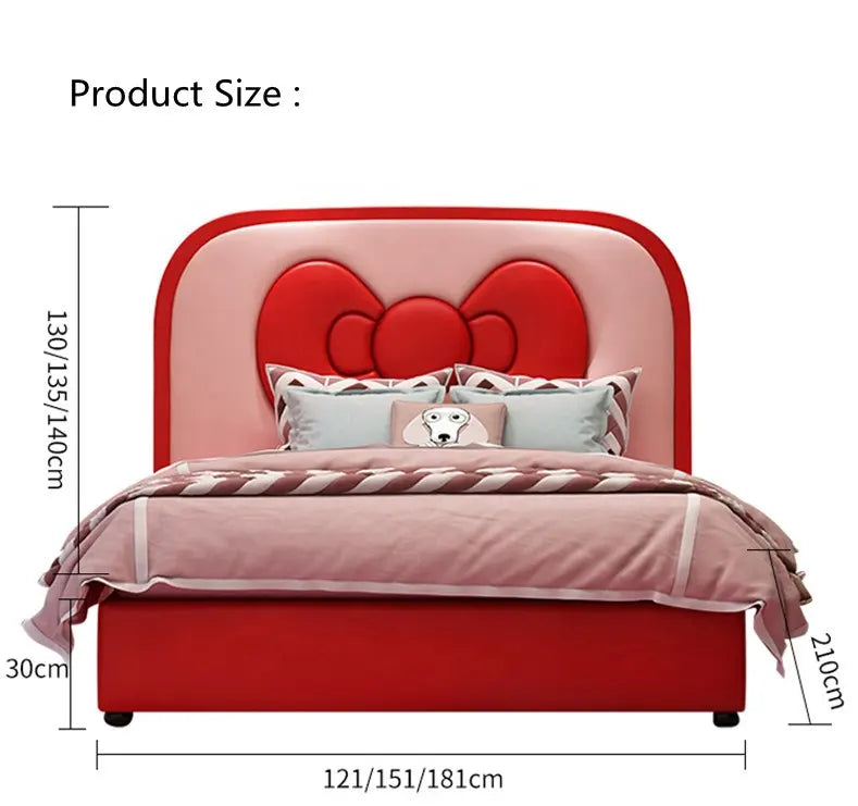 Bow Ribbon Kids Upholstered Bed - On Wood Products