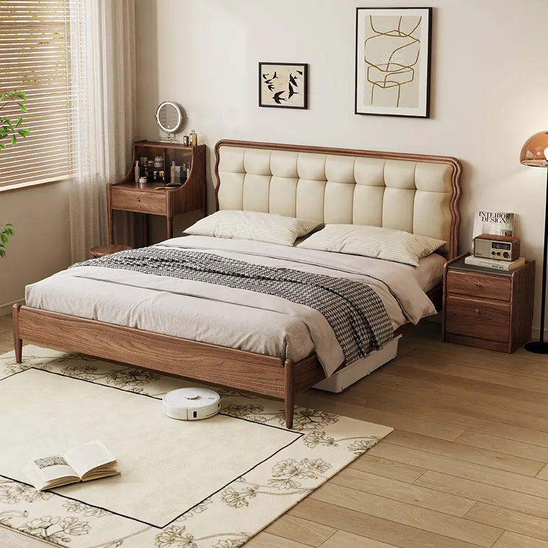 Curve Shape Solid Wooden Bed - On Wood Products