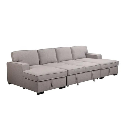 Sleek Modern  U-Shaped Sectional Sofa Cum Bed - On Wood Products