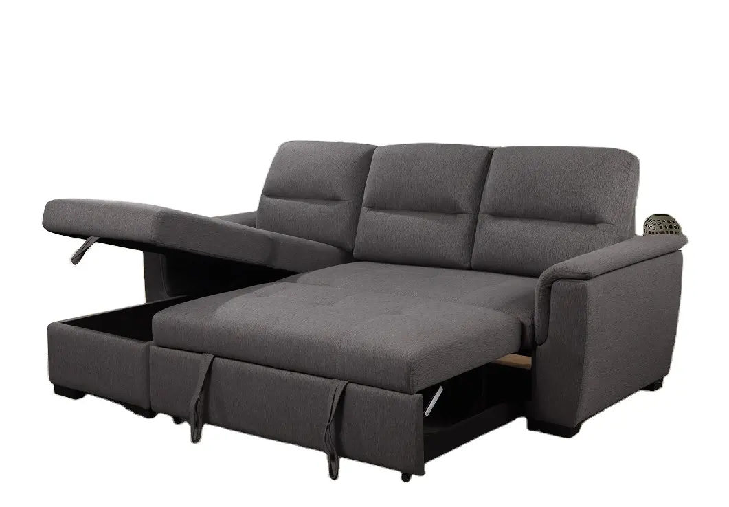 Upholstered Sectional L Shape Sofa Cum Bed - On Wood Products