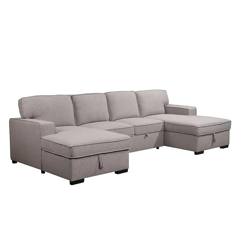 Sleek Modern  U-Shaped Sectional Sofa Cum Bed - On Wood Products