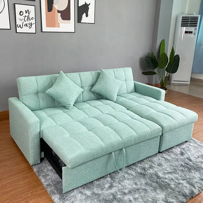 L Shape Corner Convertible Sofa Come Bed - On Wood Products