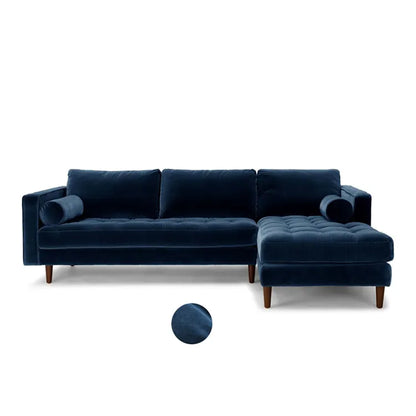 Navy Luxury Tufted L-Shape Sectional Sofa - On Wood Products