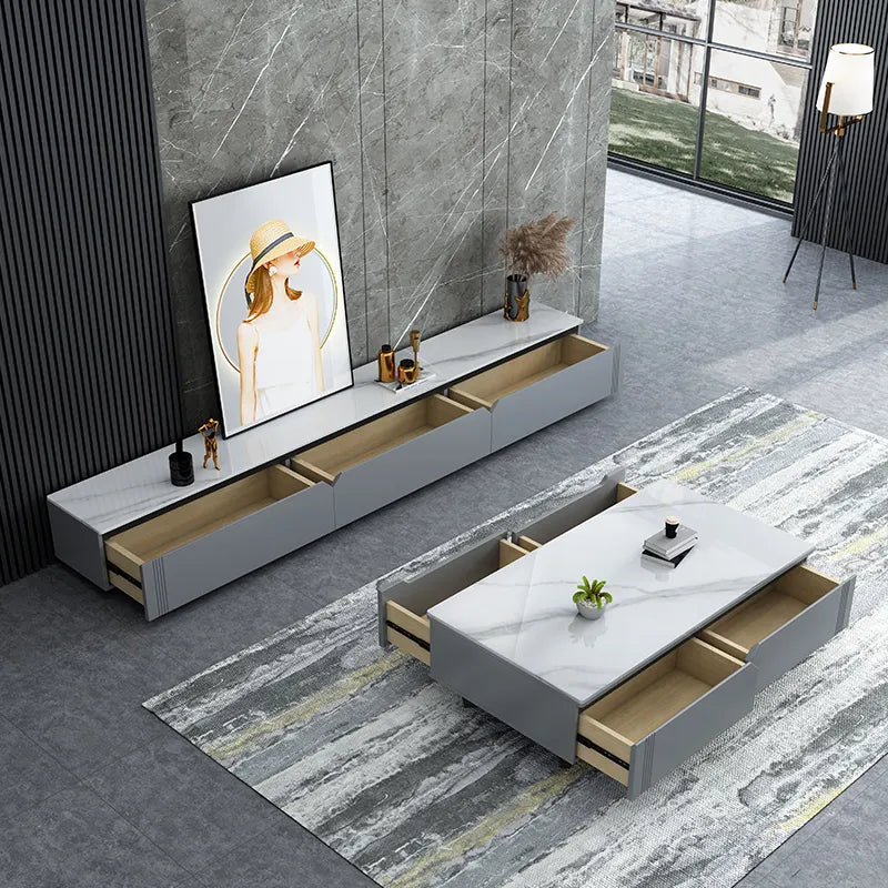 Urban Chic Gray Luxury TV Unit and Coffee Table - On Wood Products