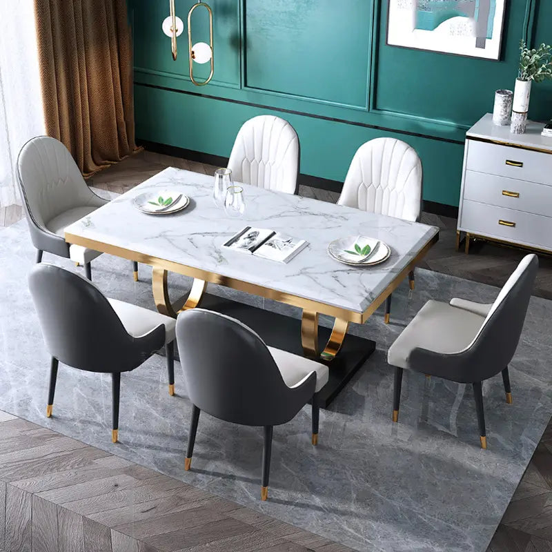 Portland Oval black & Gold Premium modern Marble Dining Table - On Wood Products