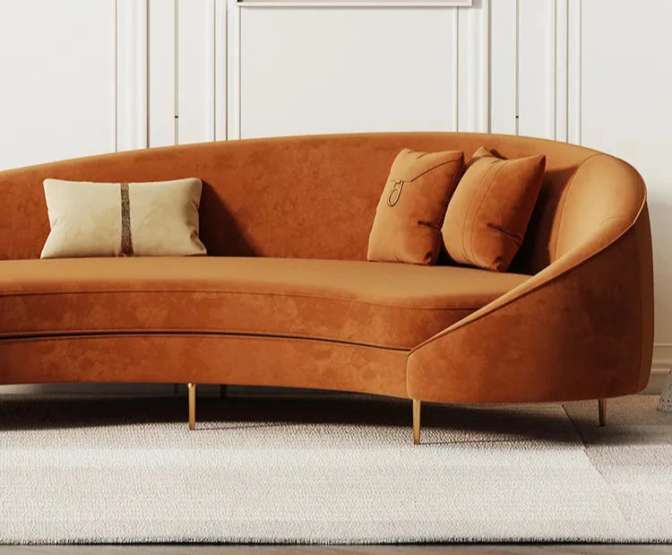 Mitchell Curve Sofa in Mustang - On Wood Products