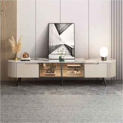 Marble and Metal Living Room TV Unit - On Wood Products