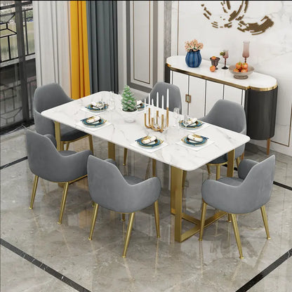 Modern Luxury Gold Base Stainless Steel With Marble Top - On Wood Products