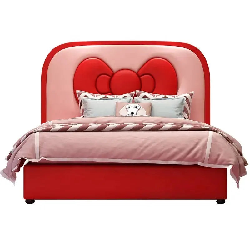 Bow Ribbon Kids Upholstered Bed - On Wood Products