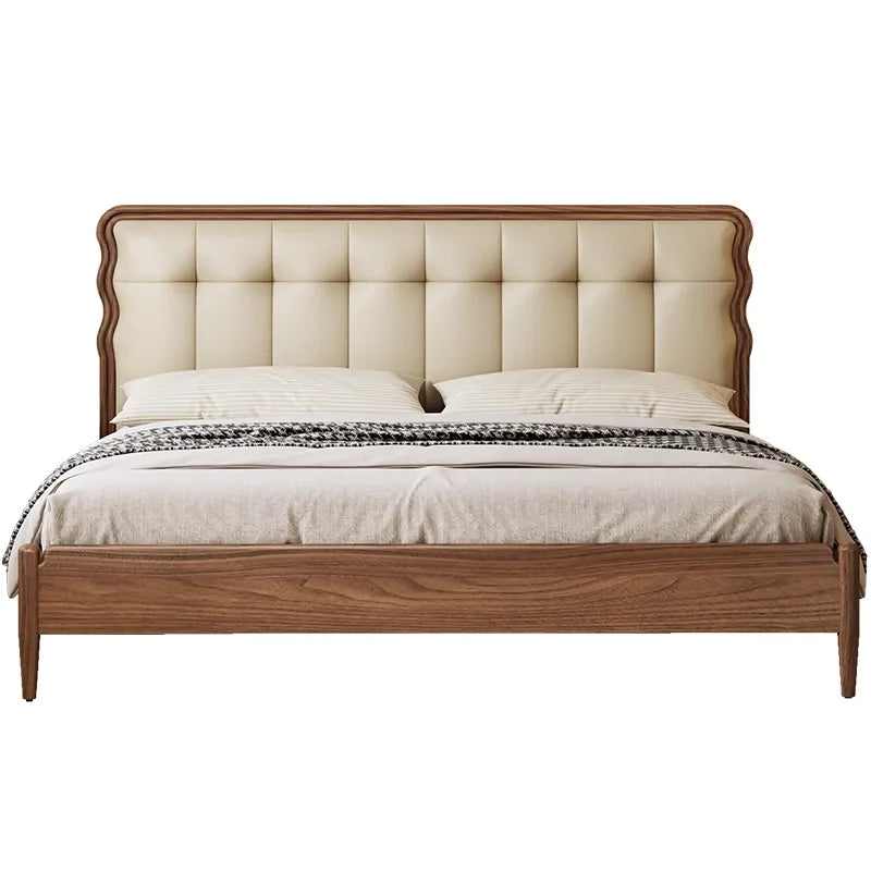 Curve Shape Solid Wooden Bed - On Wood Products