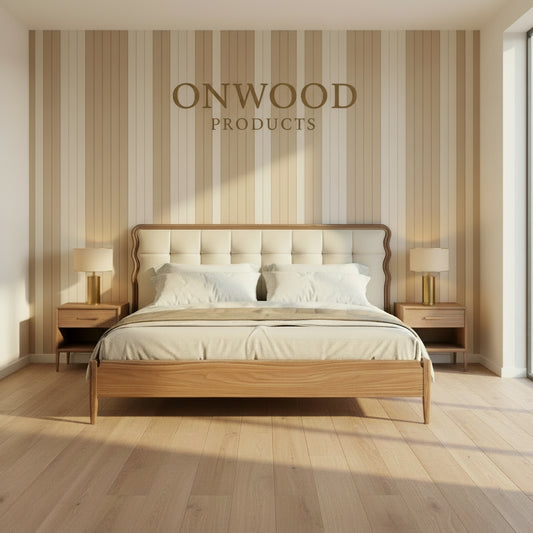 Curve Shape Solid Wooden Bed - On Wood Products