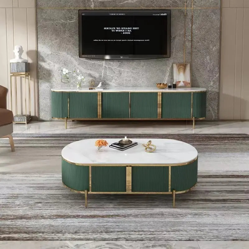 High Rack TV Cabinet Marble TV Stand - On Wood Products