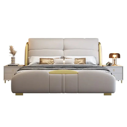 Ruby Luxury Upholstery Bed in Metal Frame - On Wood Products