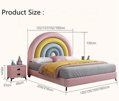 Kids Rainbow Bed in Suede - On Wood Products