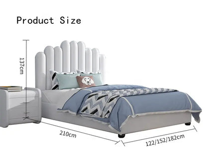 Vertical Lines Upholstered Bed - On Wood Products