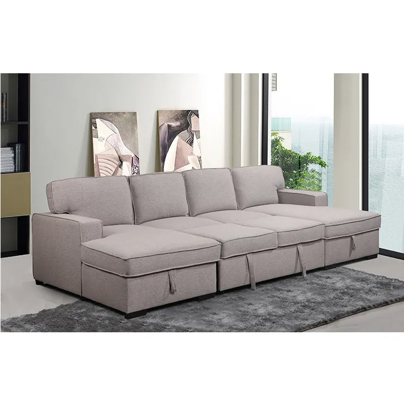 Sleek Modern  U-Shaped Sectional Sofa Cum Bed - On Wood Products