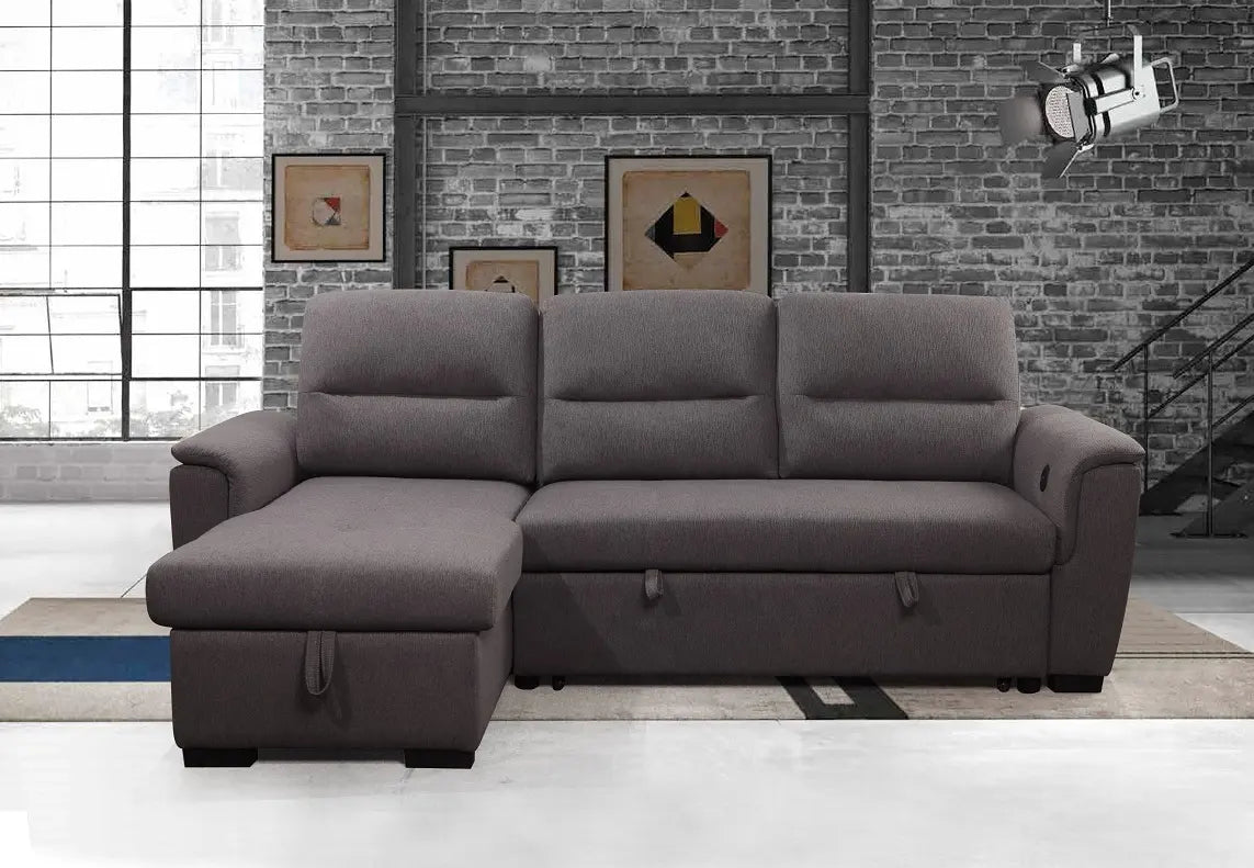 Upholstered Sectional L Shape Sofa Cum Bed - On Wood Products