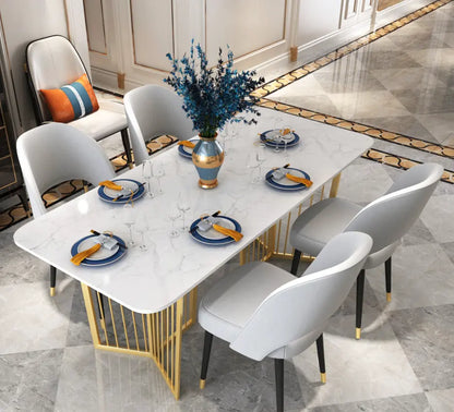 Luxury Marble Dining Table Marble Top Dining Table Set Simple Gold Legs Cafe Marble Dining Table Set 6 Seater - On Wood Products