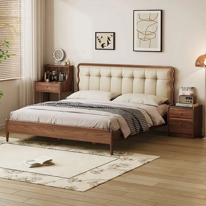 Curve Shape Solid Wooden Bed - On Wood Products