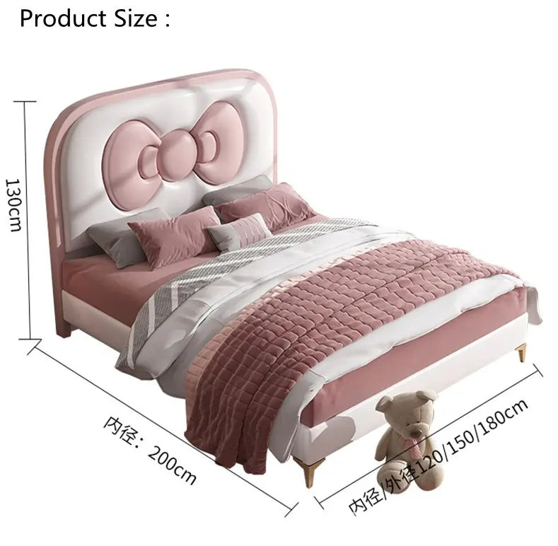 Bow Ribbon Kids Upholstered Bed - On Wood Products