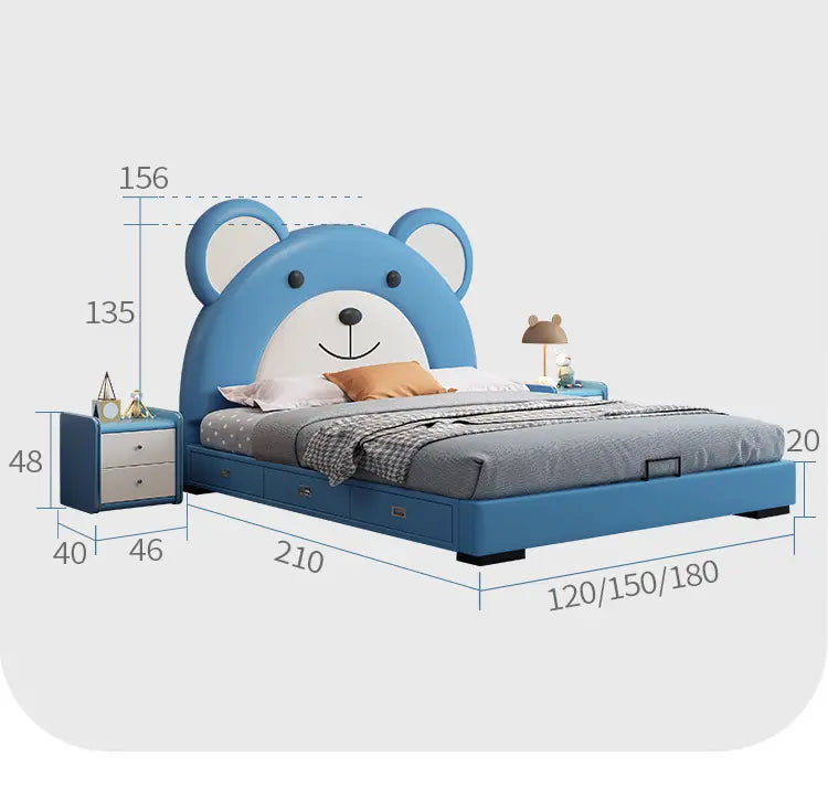 Teddy Bear Kids Bed In Upholstery - On Wood Products