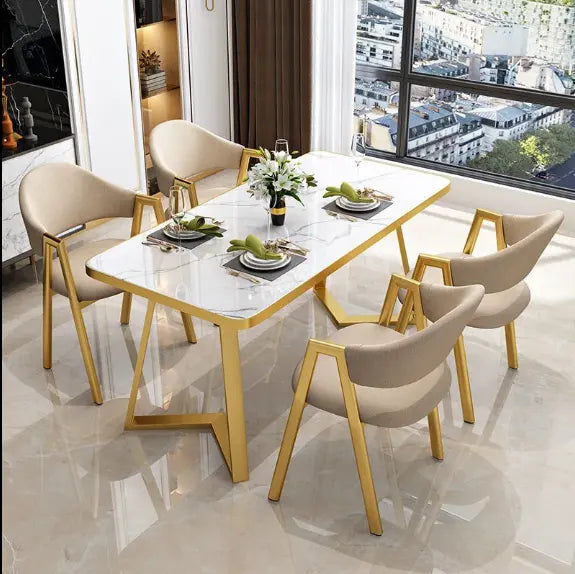 7D Style Dining Set Four Seater With Marble Top - On Wood Products