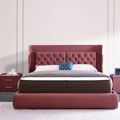 Magnolious Design Modern Leather Bed - On Wood Products