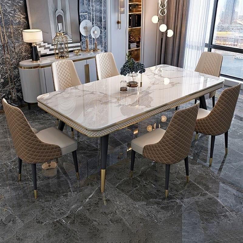 Italian Compact Dining Set Six Seater with Marble Top