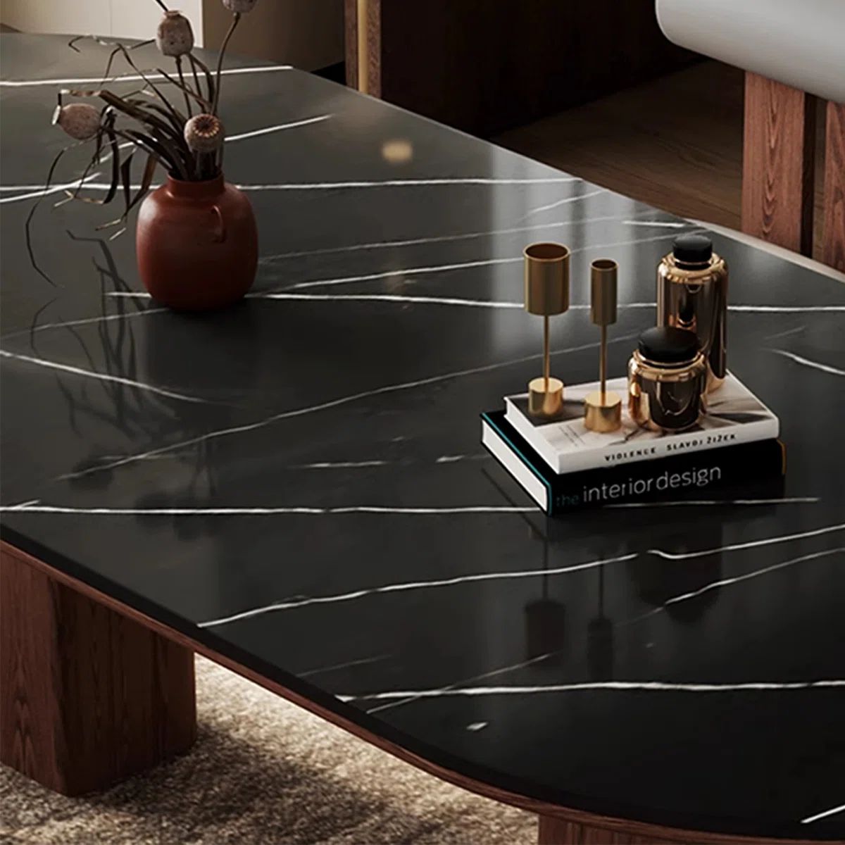 Elegance Dining Set with Natural wood & Marble Top