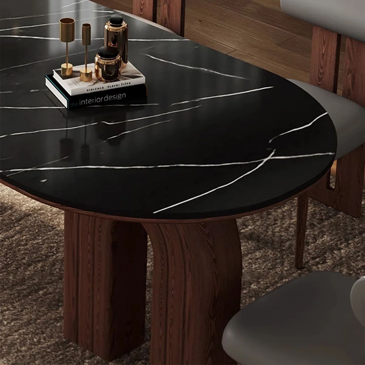 Elegance Dining Set with Natural wood & Marble Top
