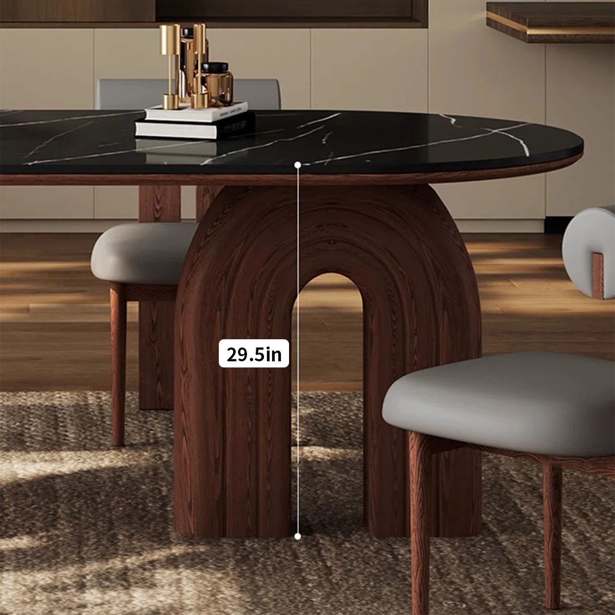 Elegance Dining Set with Natural wood & Marble Top