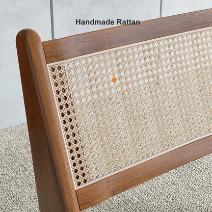 Walnut Rattan Accent Chair for Living Room