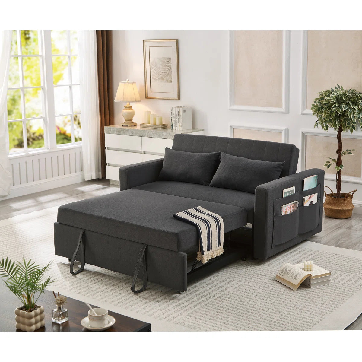 Casper Modern Sofa Cum Bed in Suede