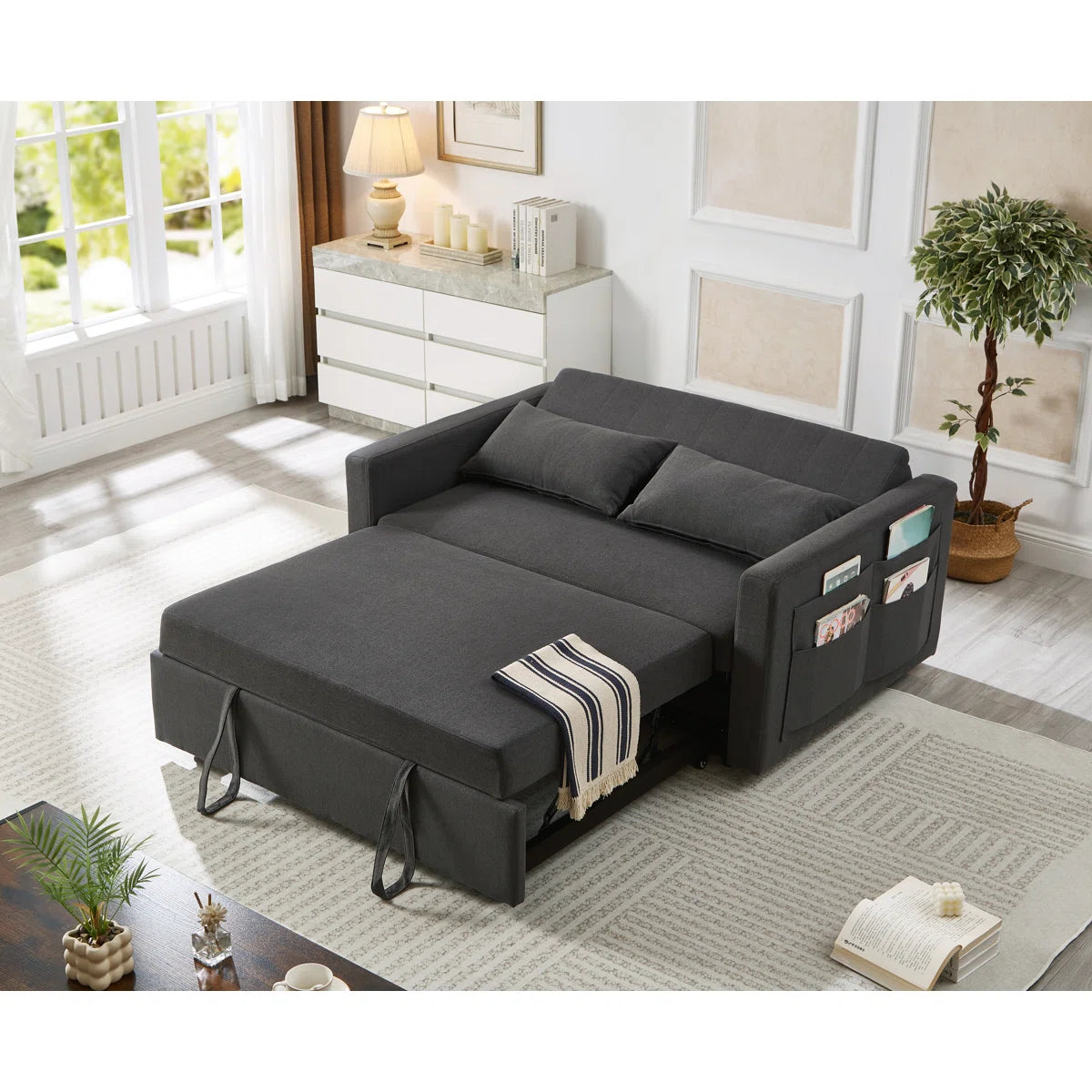 Casper Modern Sofa Cum Bed in Suede