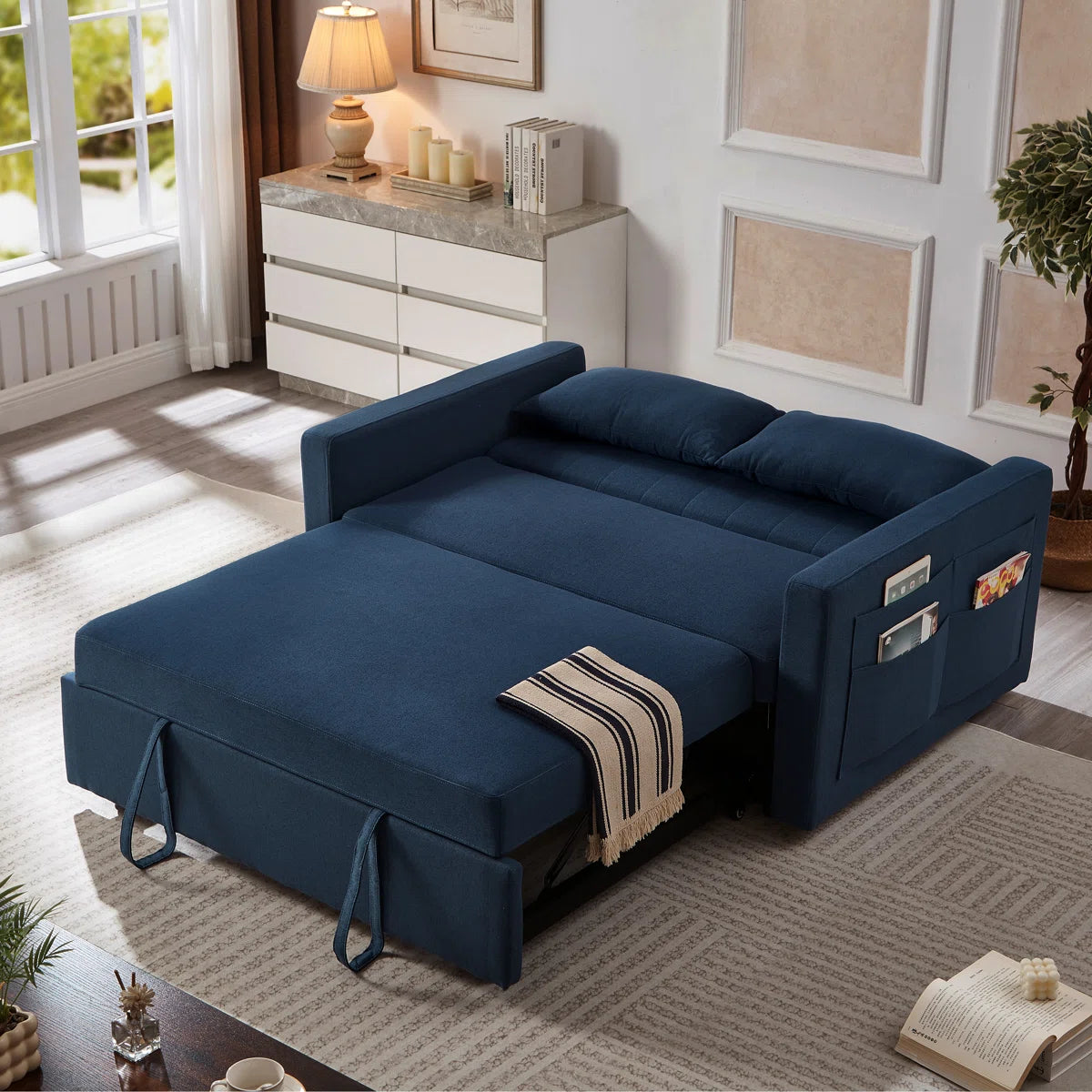 Casper Modern Sofa Cum Bed in Suede