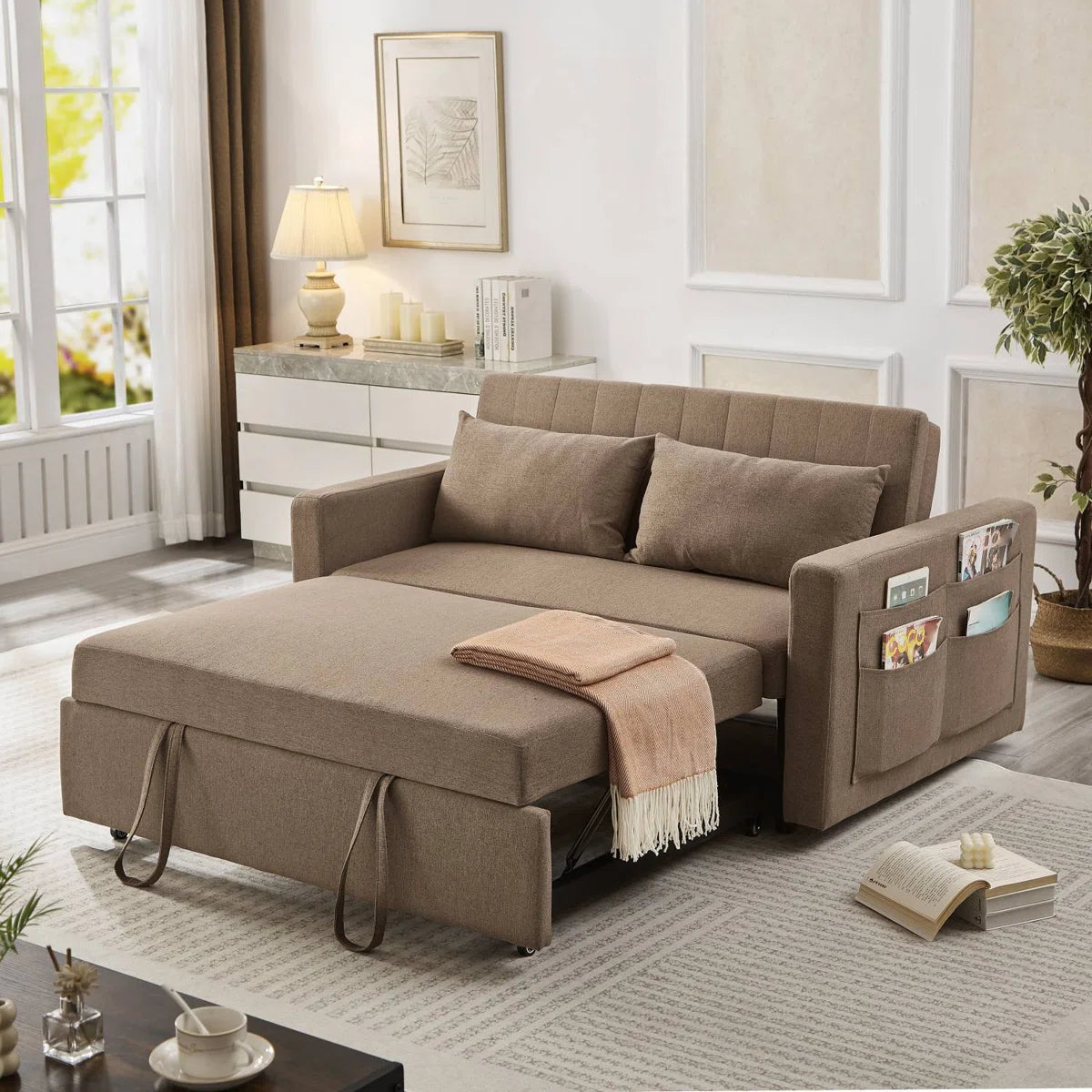 Casper Modern Sofa Cum Bed in Suede