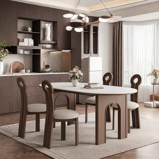 Modern Luxury Rock Plate Dining Set With Marble Top