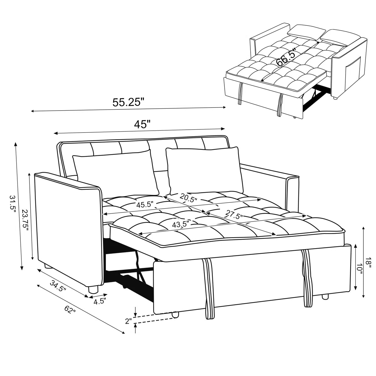 Nextra Tufted Sofa Cum Bed