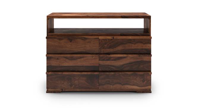 Solid Wood Chest of 6 Drawers With Open Top Walnut  Finish