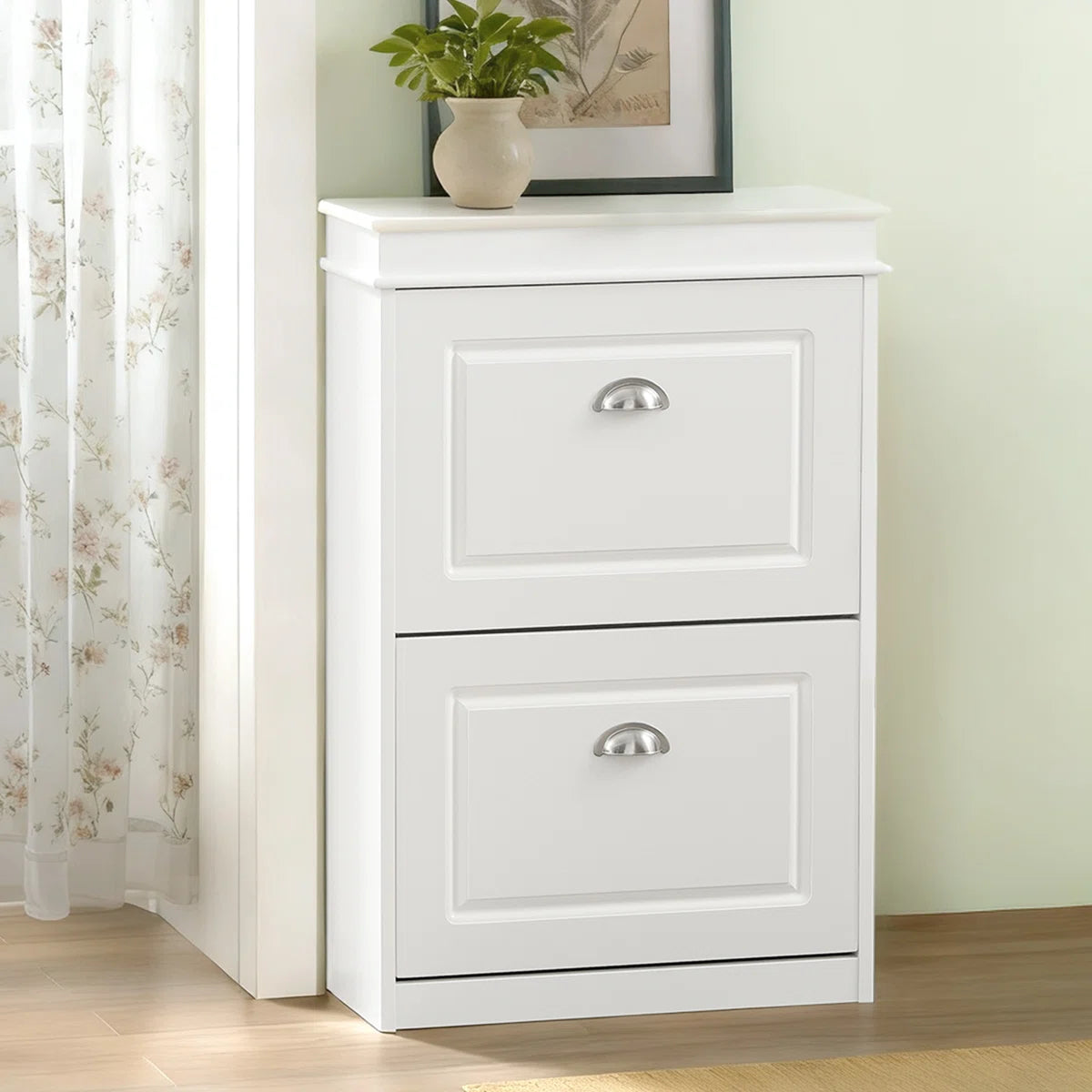 Small Entryway Shoe Cabinet with 2 Drawers