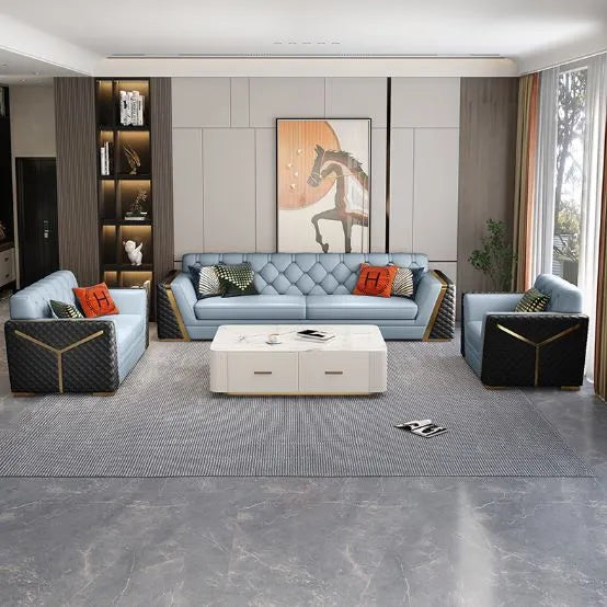 Extravagance Chesterfield Sectional Leather Sofa Set - On Wood Products