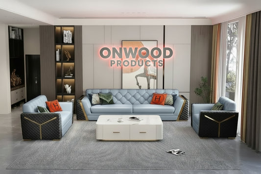 Extravagance Chesterfield Sectional Leather Sofa Set - On Wood Products