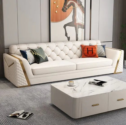 Extravagance Chesterfield Sectional Leather Sofa Set - On Wood Products